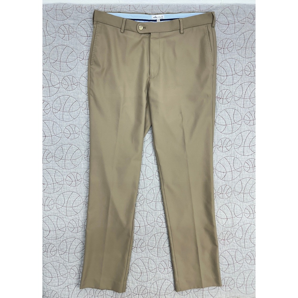 Peter Millar Durham Performance Pants Khaki High-Drape / Mens 36x34